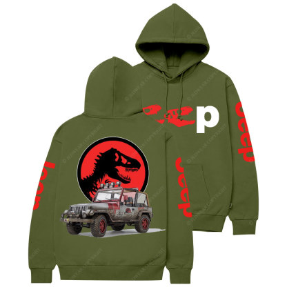 Dinosaur Jp with Red Horror Rex Double Printed Casual Hoodie