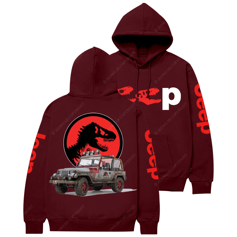 Dinosaur Jp with Red Horror Rex Double Printed Casual Hoodie