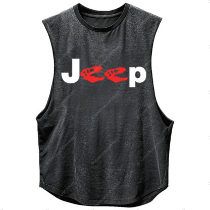Dinosaur Jp with Red Horror Rex Double Printed Men Tank