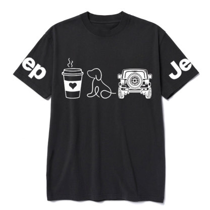 Coffee Jp and Line Art Puppy T-Shirt