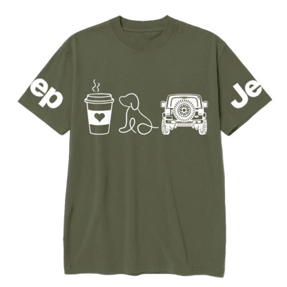 Coffee Jp and Line Art Puppy T-Shirt