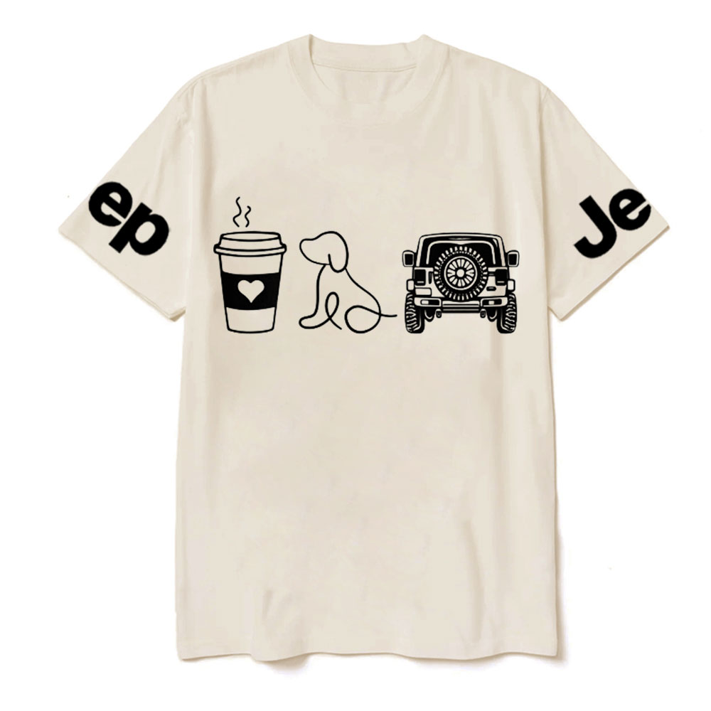 Coffee Jp and Line Art Puppy T-Shirt