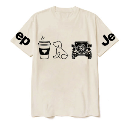 Coffee Jp and Line Art Puppy T-Shirt