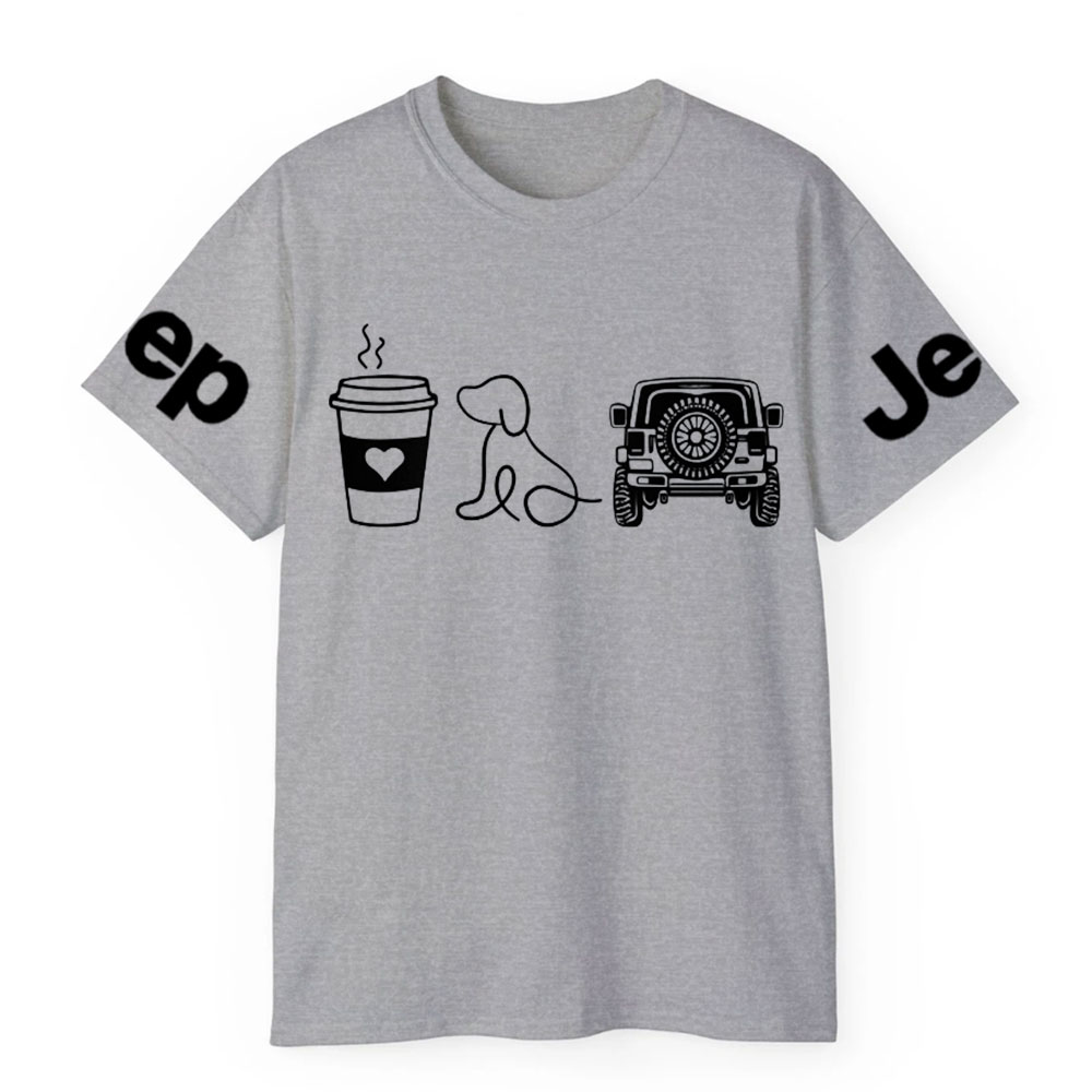 Coffee Jp and Line Art Puppy T-Shirt