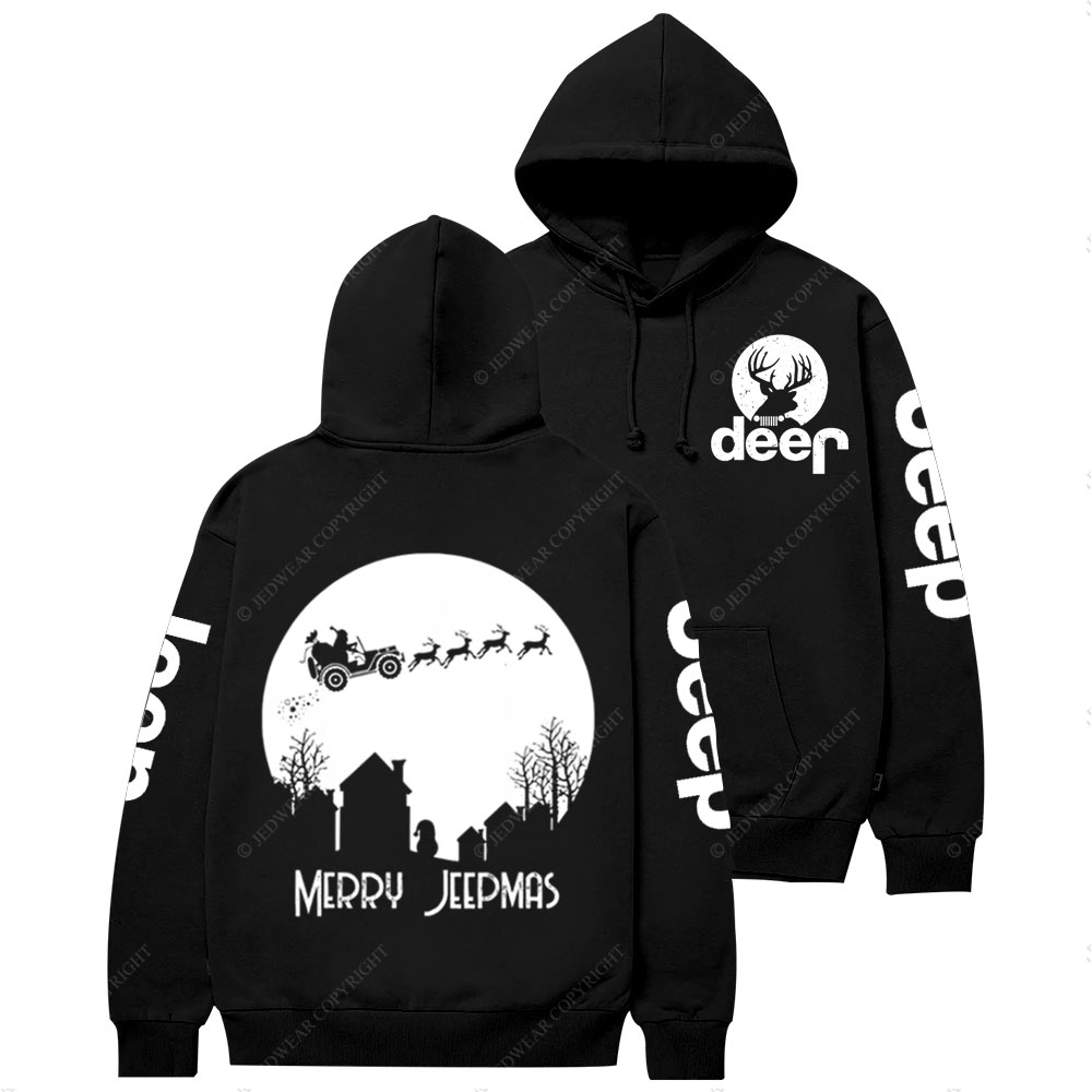 Merry Jpmas Santa Christmas Reindeer Two Sides Casual Hoodie