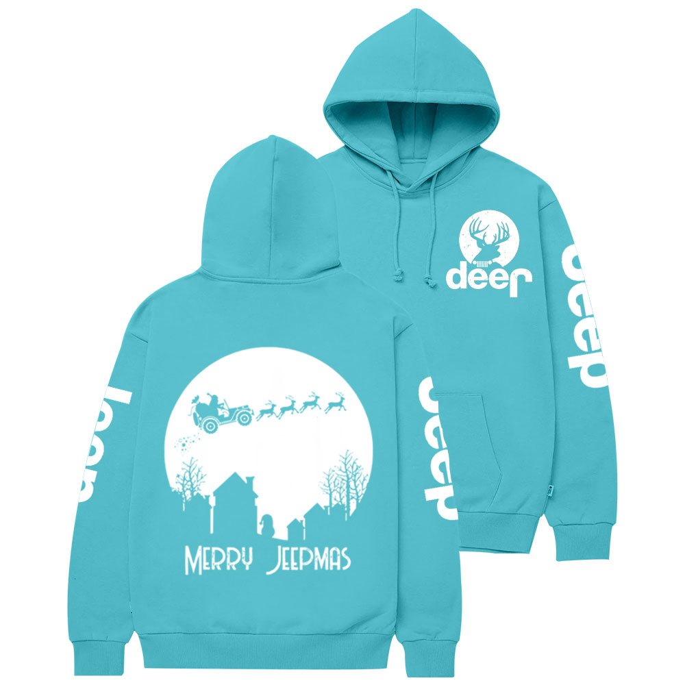 Merry Jpmas Santa Christmas Reindeer Two Sides Casual Hoodie