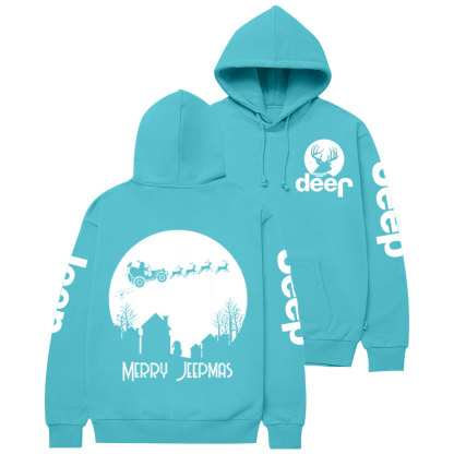 Merry Jpmas Santa Christmas Reindeer Two Sides Casual Hoodie