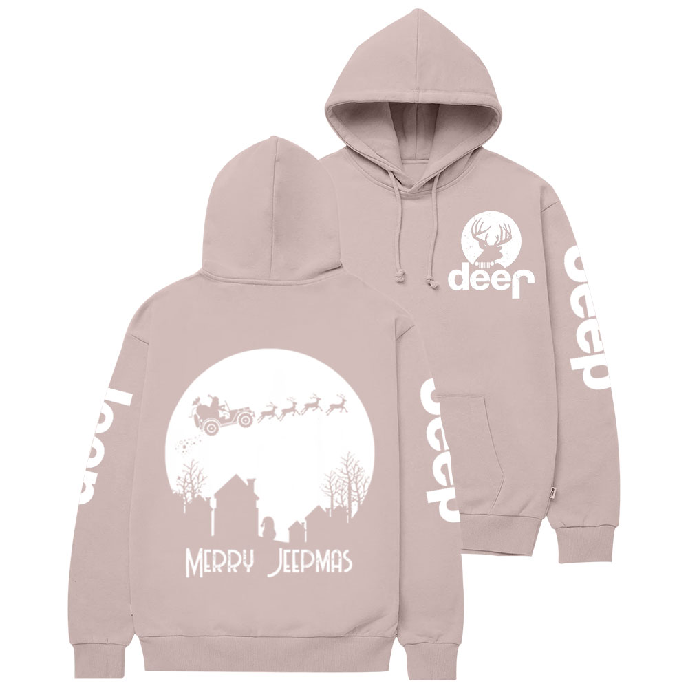 Merry Jpmas Santa Christmas Reindeer Two Sides Casual Hoodie