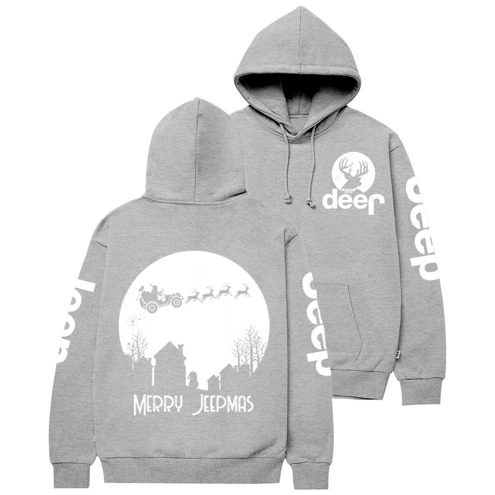 Merry Jpmas Santa Christmas Reindeer Two Sides Casual Hoodie