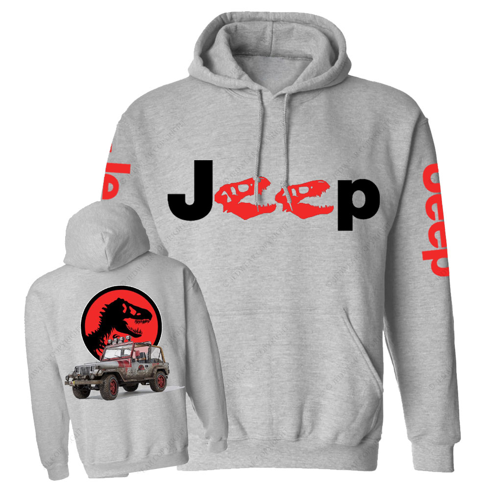 Dinosaur Jp with Red Horror Rex Double Printed Casual Hoodie