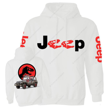 Dinosaur Jp with Red Horror Rex Double Printed Casual Hoodie
