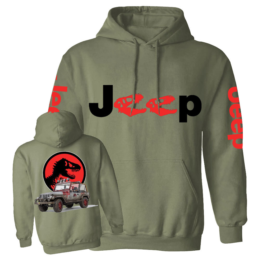 Dinosaur Jp with Red Horror Rex Double Printed Casual Hoodie