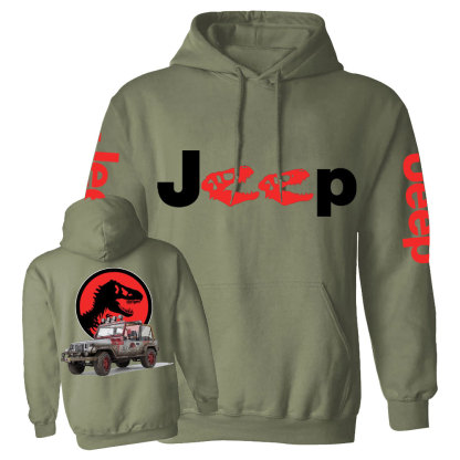 Dinosaur Jp with Red Horror Rex Double Printed Casual Hoodie