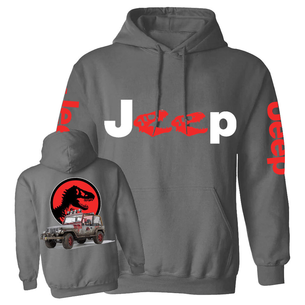 Dinosaur Jp with Red Horror Rex Double Printed Casual Hoodie