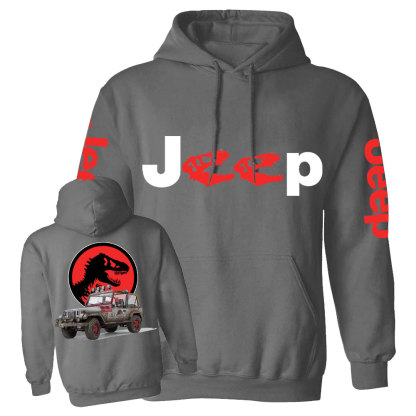 Dinosaur Jp with Red Horror Rex Double Printed Casual Hoodie