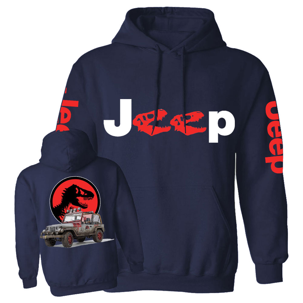 Dinosaur Jp with Red Horror Rex Double Printed Casual Hoodie