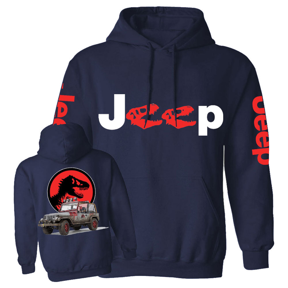 Dinosaur Jp with Red Horror Rex Double Printed Casual Hoodie