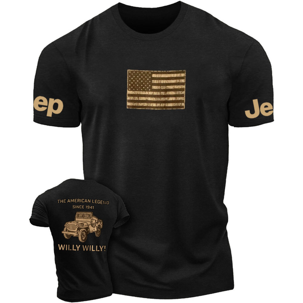 Jp Willy The American Legend Flag Brown Double Printed Men T-Shirt