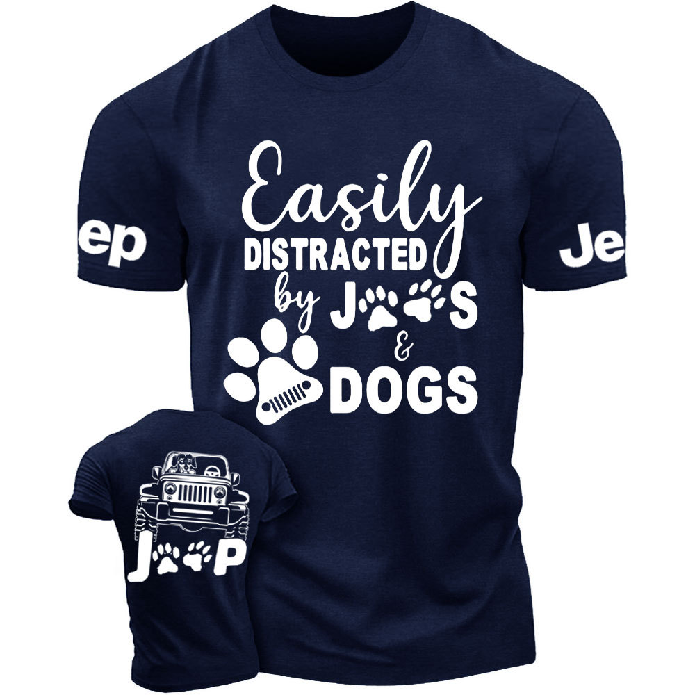Easily Distracted by Jps and Dogs Double Printed T-Shirt