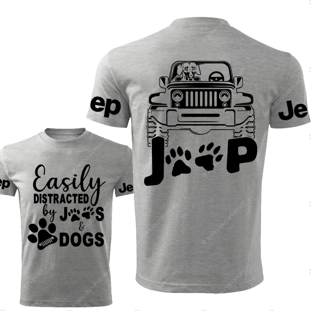 Easily Distracted by Jps and Dogs Double Printed T-Shirt