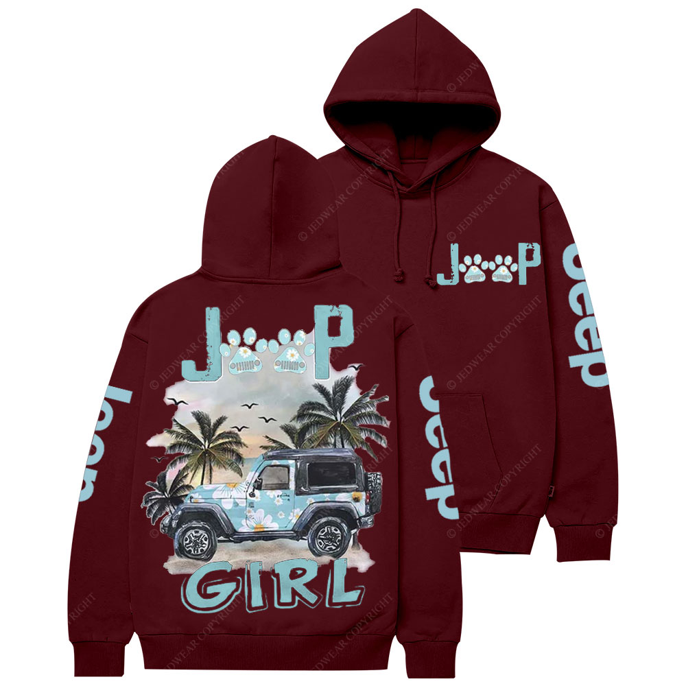 Jp Dog Paws Beach Girl Casual Hoodie