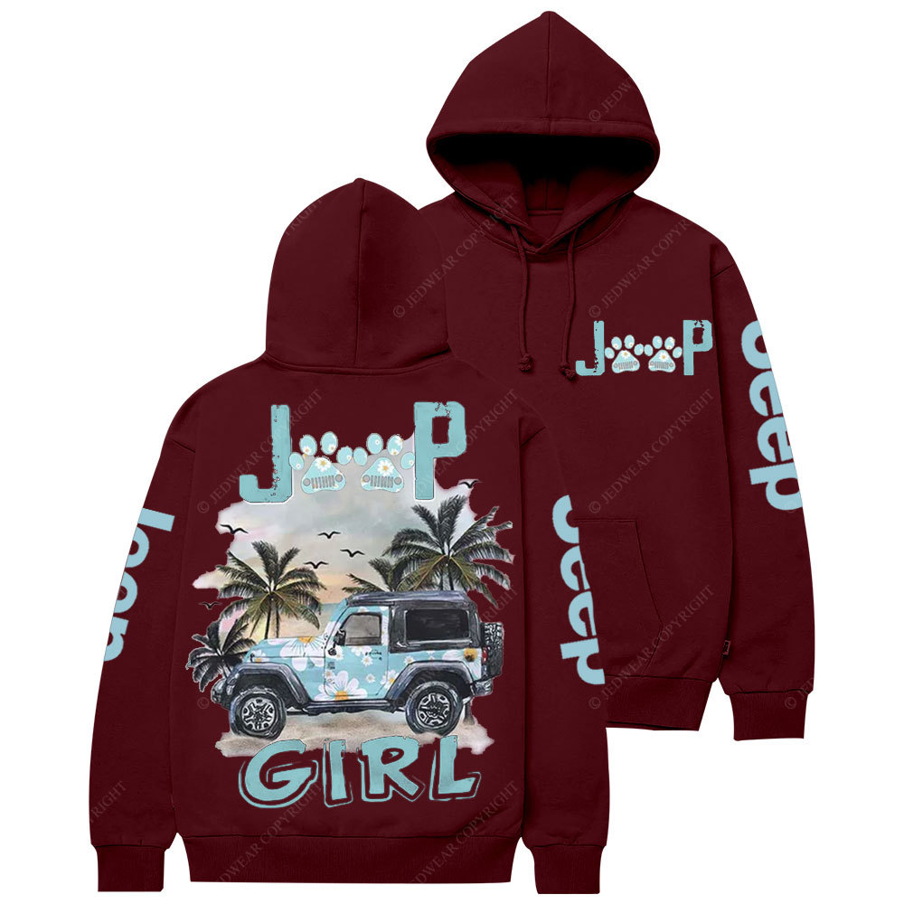 Jp Dog Paws Beach Girl Casual Hoodie