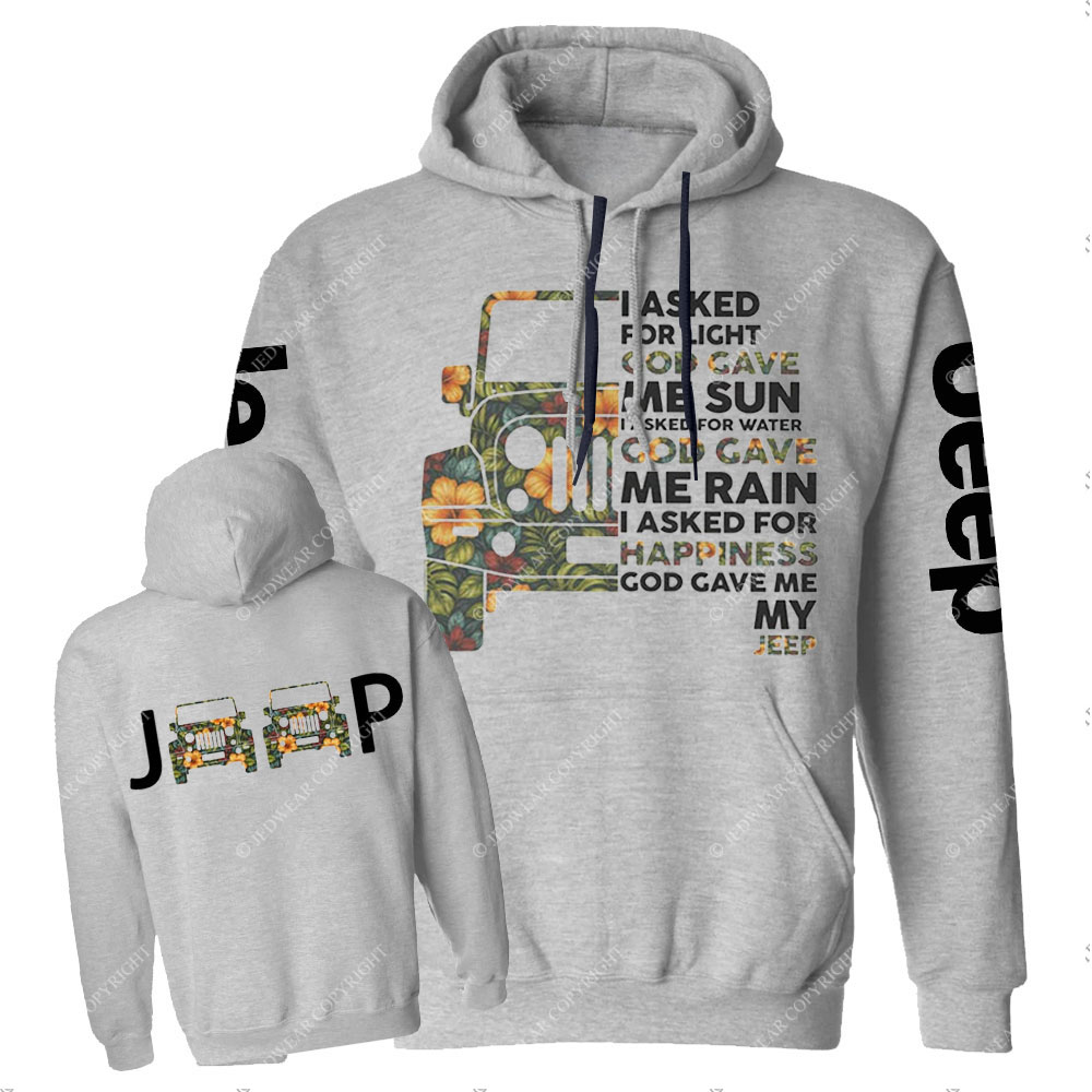 Jp I Asked God For Happiness Double Printed Casual Hoodie