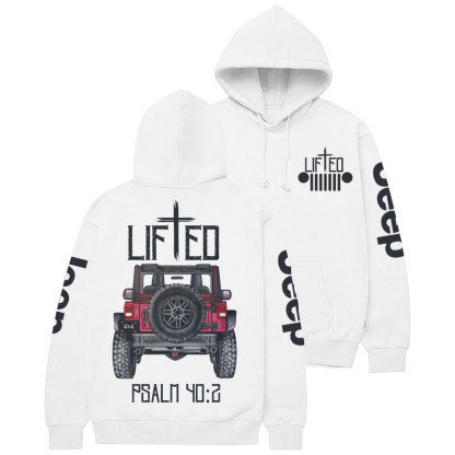 Christian "Lifted" Jp Truck Bible Verse Positive Vibes Double Printed Casual Hoodie