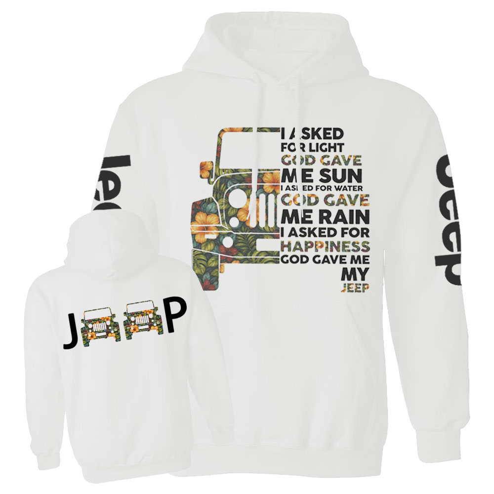 Jp I Asked God For Happiness Double Printed Casual Hoodie