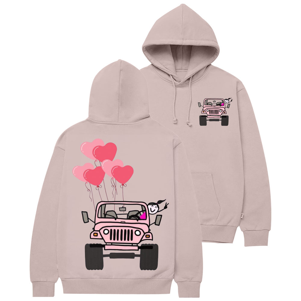 Pink Jp Girl Happiness Casual Hoodie