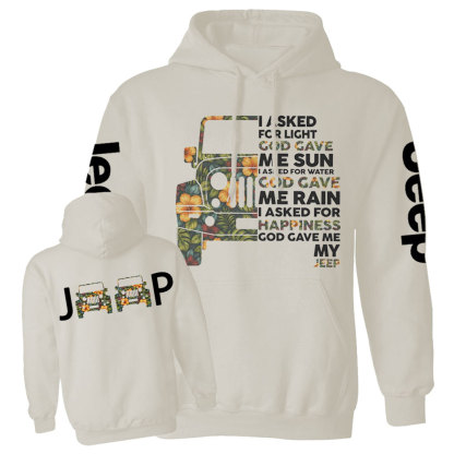 Jp I Asked God For Happiness Double Printed Casual Hoodie