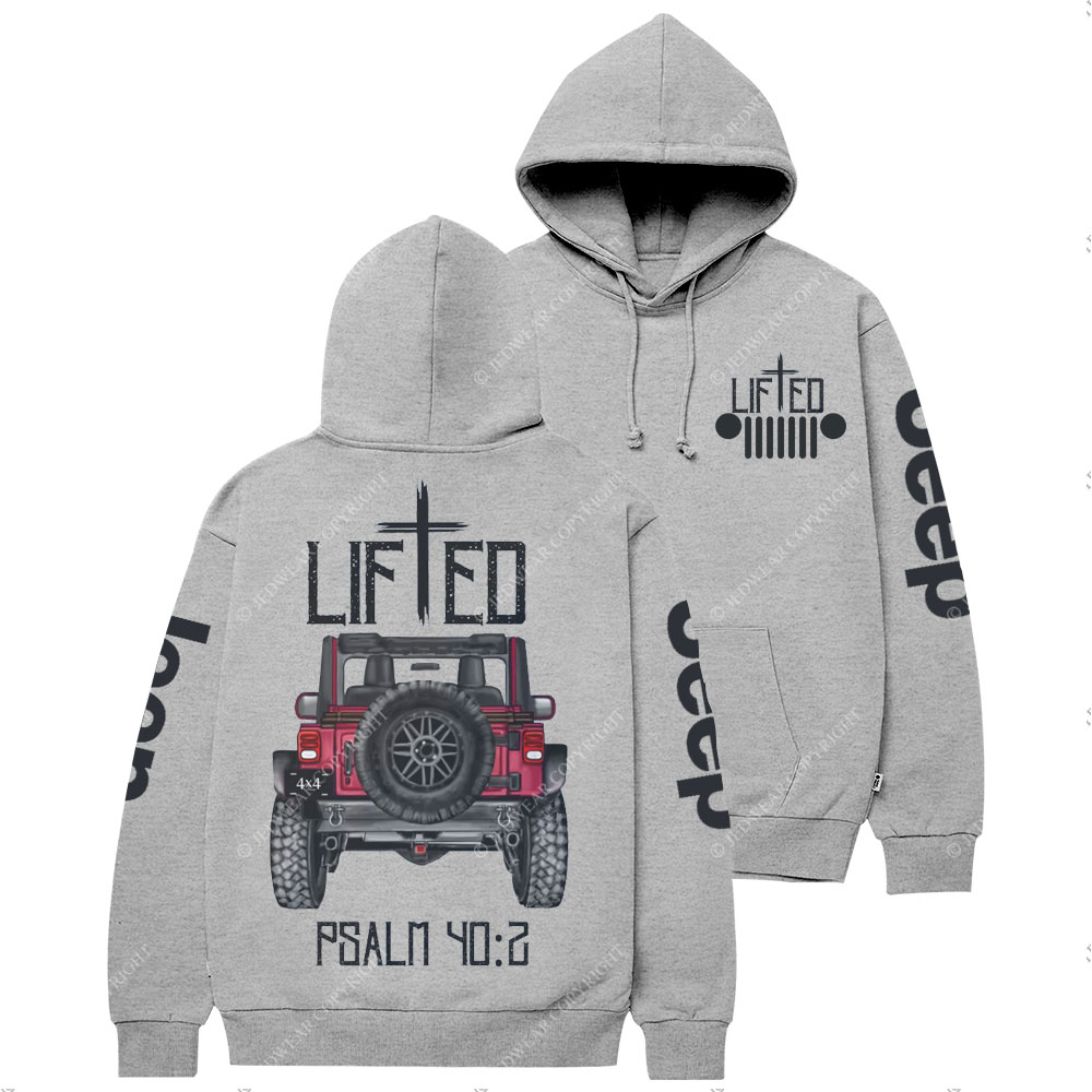 Christian "Lifted" Jp Truck Bible Verse Positive Vibes Double Printed Casual Hoodie