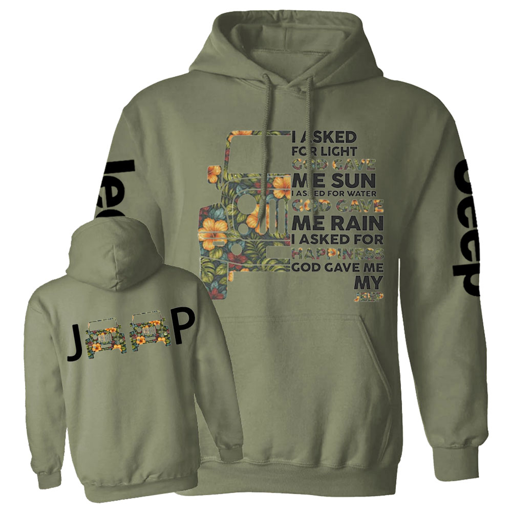 Jp I Asked God For Happiness Double Printed Casual Hoodie
