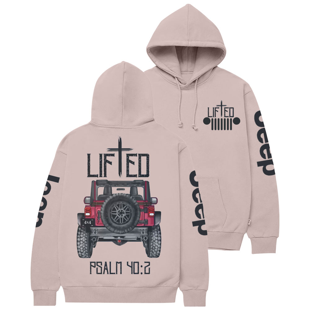 Christian "Lifted" Jp Truck Bible Verse Positive Vibes Double Printed Casual Hoodie