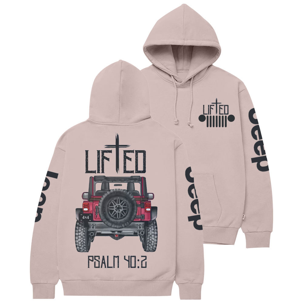 Christian "Lifted" Jp Truck Bible Verse Positive Vibes Double Printed Casual Hoodie