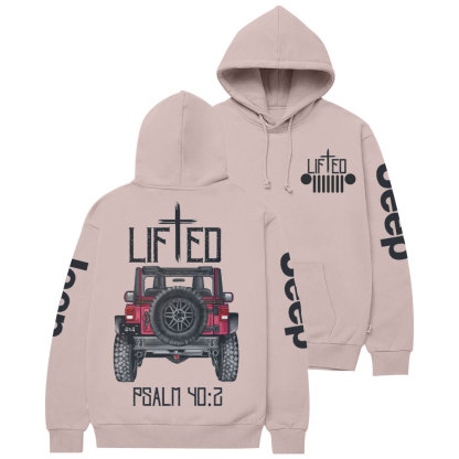 Christian "Lifted" Jp Truck Bible Verse Positive Vibes Double Printed Casual Hoodie