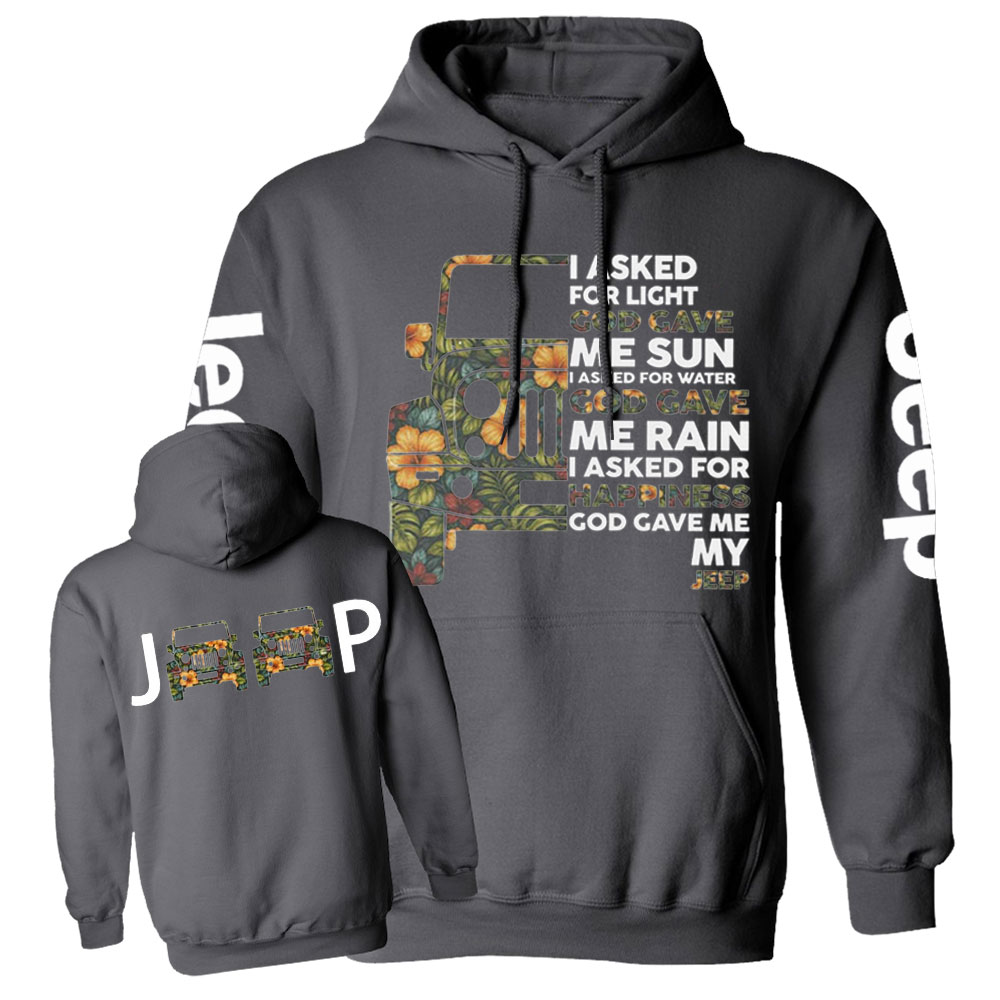 Jp I Asked God For Happiness Double Printed Casual Hoodie