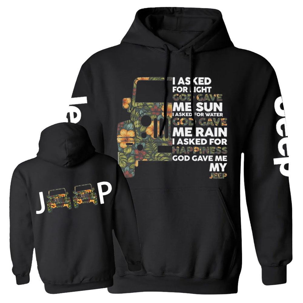 Jp I Asked God For Happiness Double Printed Casual Hoodie
