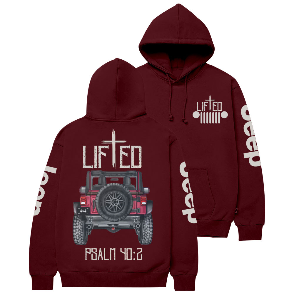 Christian "Lifted" Jp Truck Bible Verse Positive Vibes Double Printed Casual Hoodie