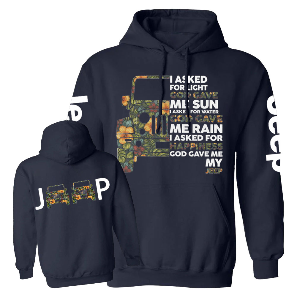 Jp I Asked God For Happiness Double Printed Casual Hoodie
