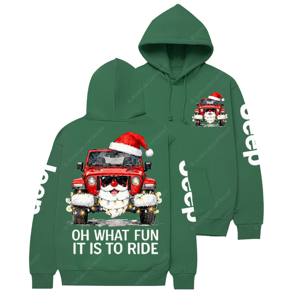 Oh What Fun It Is to Ride Santa Jp Double Printed Casual Hoodie