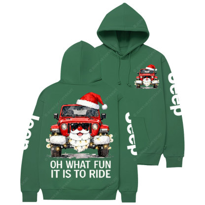 Oh What Fun It Is to Ride Santa Jp Double Printed Casual Hoodie