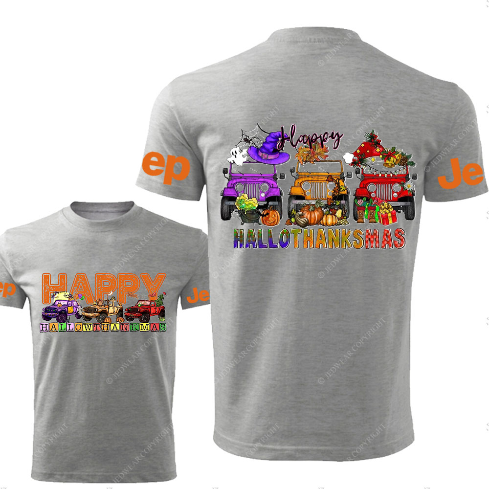Happy Hallothanksmas Car Jp Double Printed T-Shirt