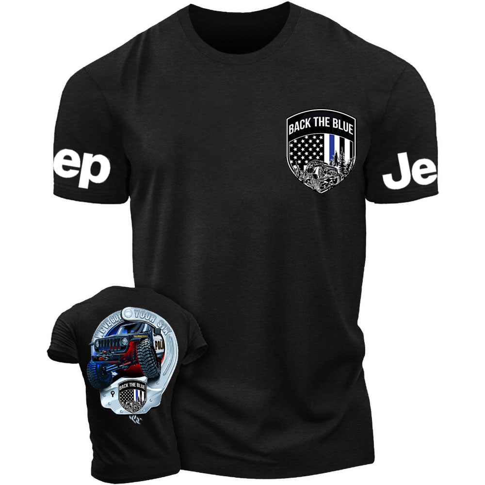 We've Got Your Six, Police Back the Blue Handcuff Double Printed T-Shirt