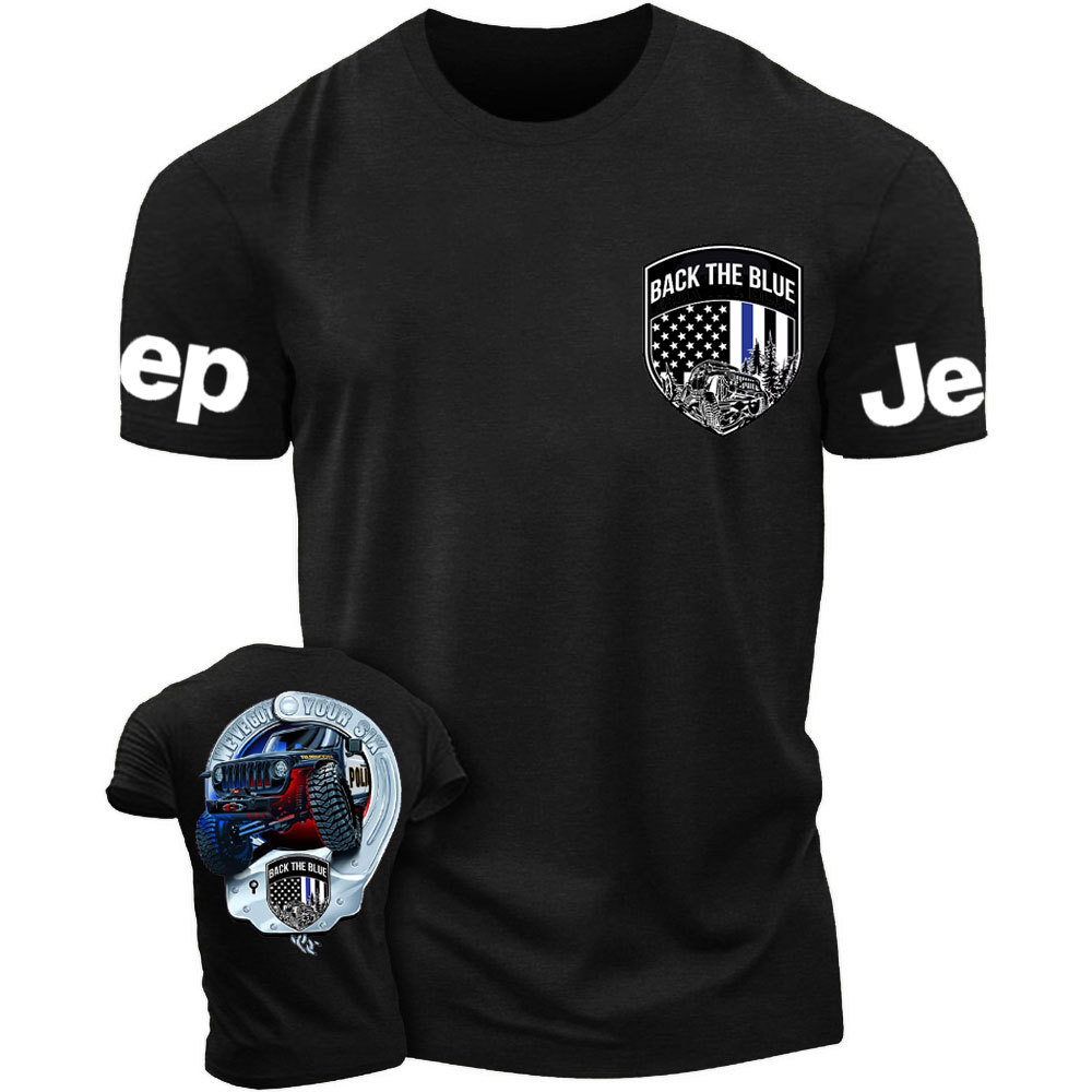 We've Got Your Six, Police Back the Blue Handcuff Double Printed T-Shirt