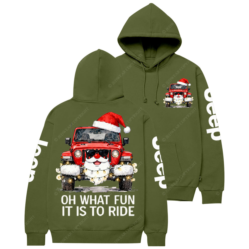 Oh What Fun It Is to Ride Santa Jp Double Printed Casual Hoodie