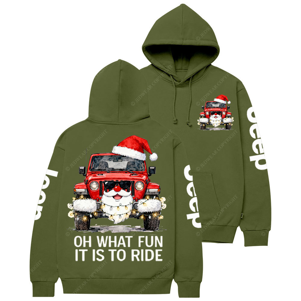 Oh What Fun It Is to Ride Santa Jp Double Printed Casual Hoodie