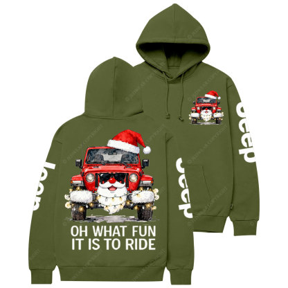 Oh What Fun It Is to Ride Santa Jp Double Printed Casual Hoodie