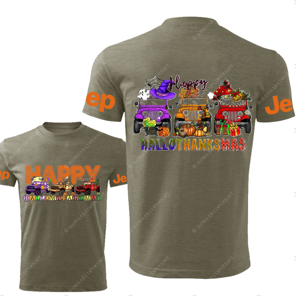 Happy Hallothanksmas Car Jp Double Printed T-Shirt