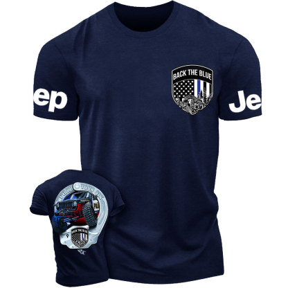 We've Got Your Six, Police Back the Blue Handcuff Double Printed T-Shirt